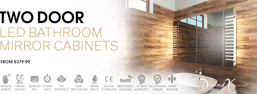 Two Door LED Bathroom Mirror Cabinets