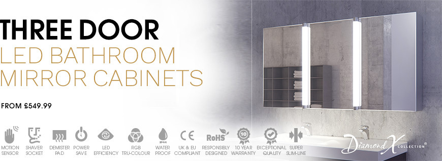 Three Door LED Bathroom Mirror Cabinets