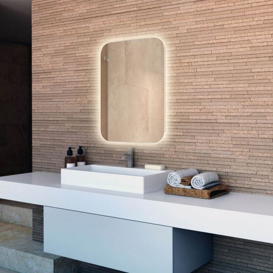 Tall Backlit Bathroom Mirror (Shaver)
