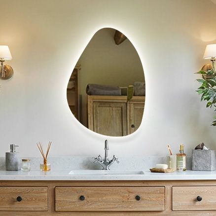 Pebble-shaped Backlit Bathroom Mirror (Shaver)
