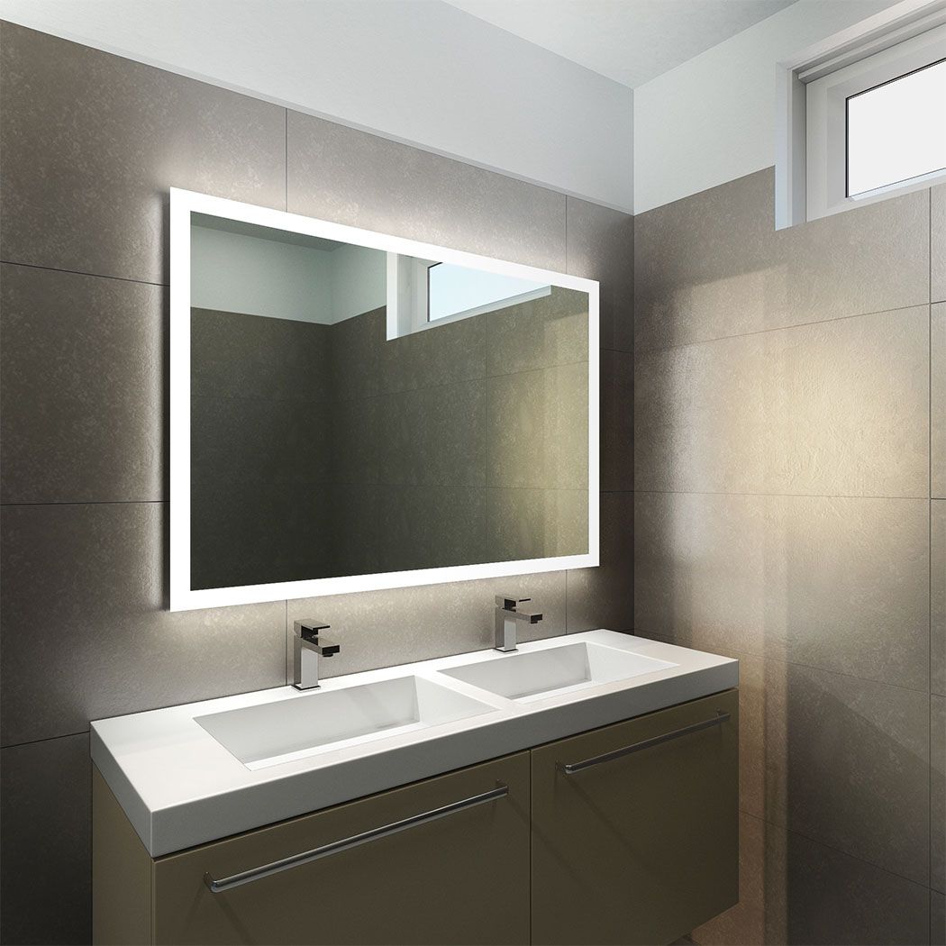 Halo Wide Led Light Bathroom Mirror, Free Standing Vanity Mirror With Lights Uk
