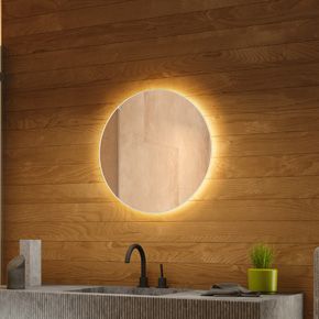 Audio Round Backlit Bathroom Mirror