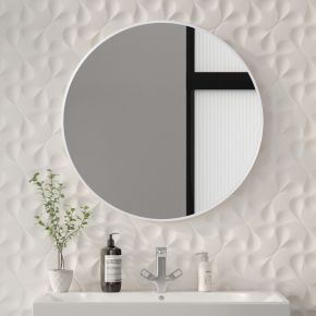 Ultra-slim Round White Frame Mirror (Large)