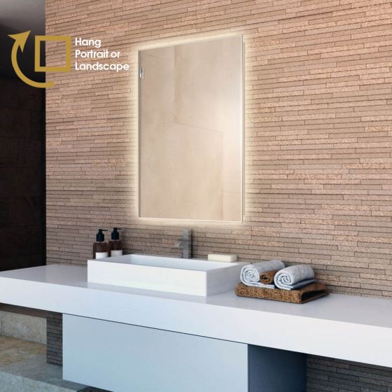 Tall Backlit Bathroom Mirror (Shaver)