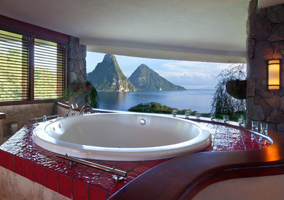 St. Lucia Bathroom, Jade Mountain Resort